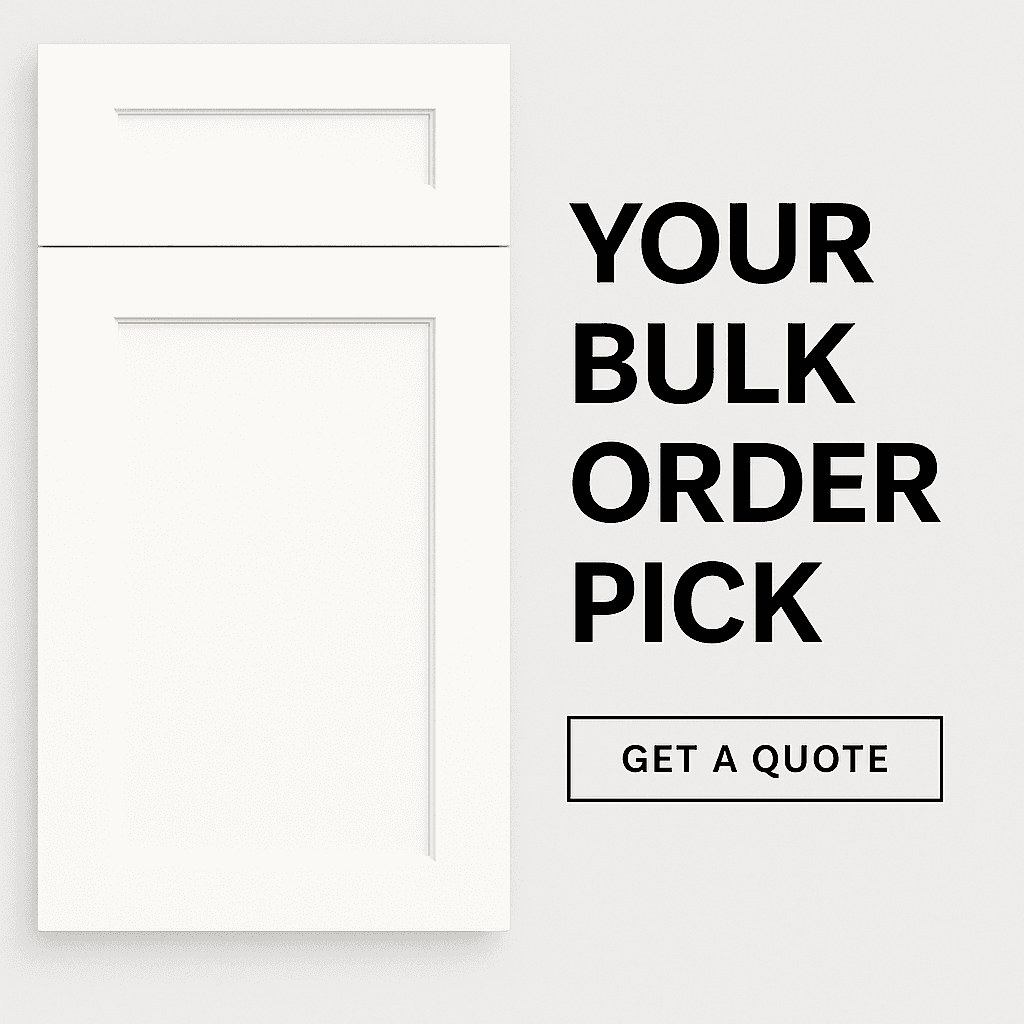 Bulk order warehouse fulfillment — cabinets staged for nationwide delivery